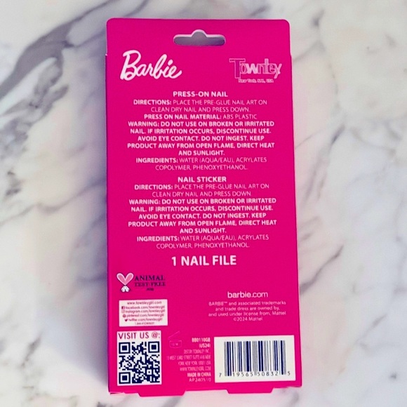 NWT Barbie Press On Nails & Flavored Lip Balm Bonus Nail File 6+ - Picture 3 of 4
